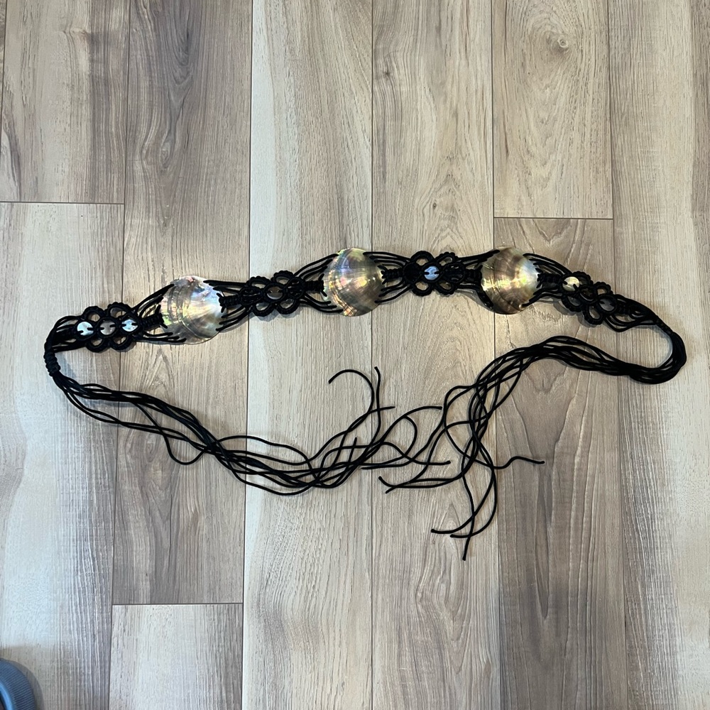 Black macramé belt